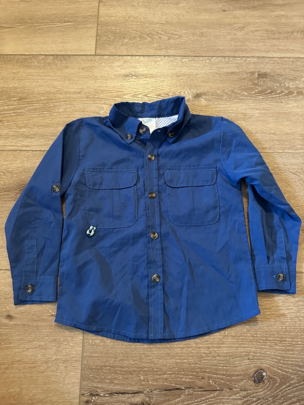 Boys Long-Sleeve Button-Down Shirt in Royal Blue